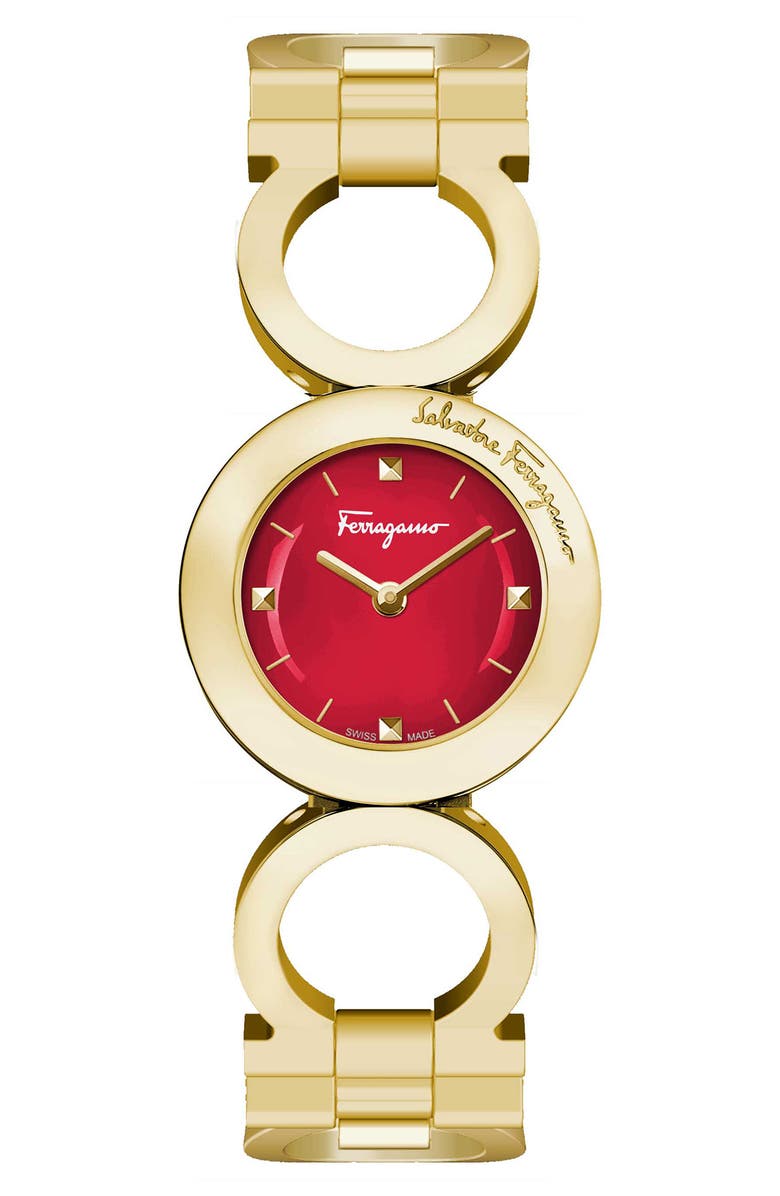 FERRAGAMO Salvatore Ferragamo Women's Gancini Buckle Bracelet Watch, 28mm, Main, color, Gold