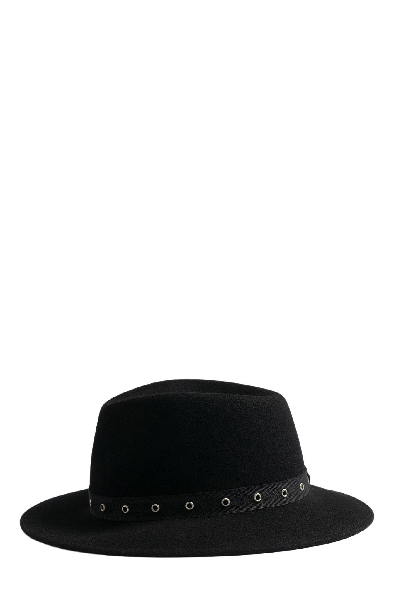 Saint + Sofia Ramona Studded Hat, Alternate, color, Black