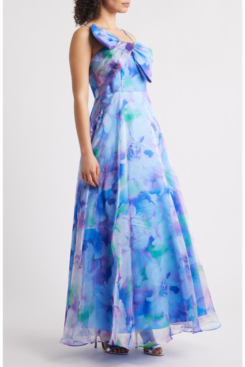 Bow Bodice Sleeveless Gown, Alternate, color, BLUE MULTI