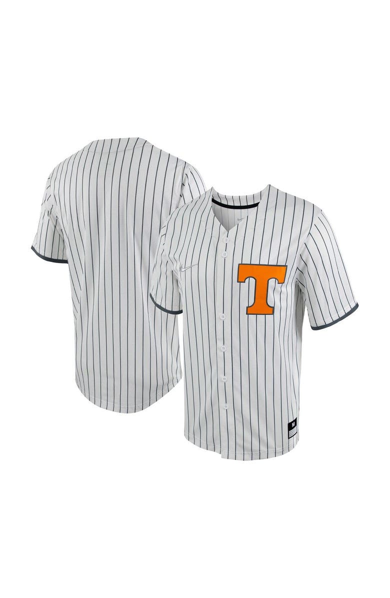 Nike Men's Nike White/Gray Tennessee Volunteers Pinstripe Replica Full-Button Baseball Jersey, Main, color, 