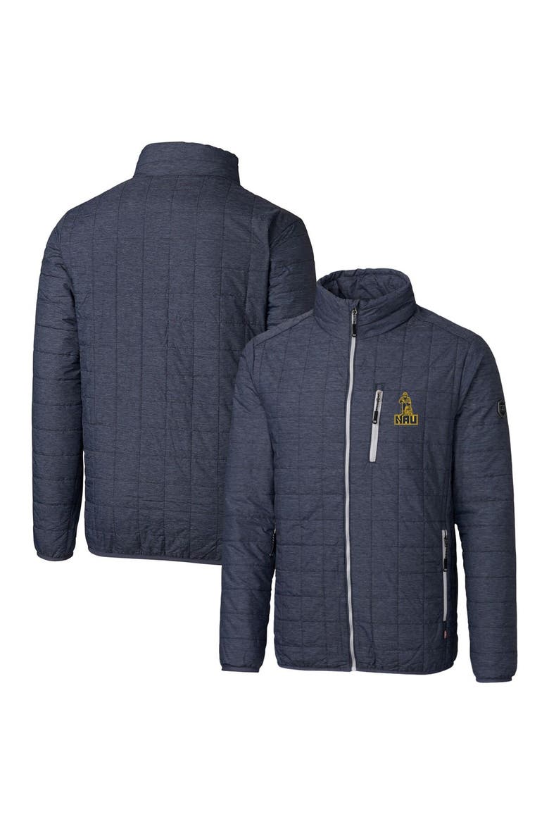 Men's Cutter & Buck Heather Navy Northern Arizona Lumberjacks Team Logo Big & Tall Rainier PrimaLoft Eco Insulated Full-Zip Puffer Jacket, Main, color, Heather Navy