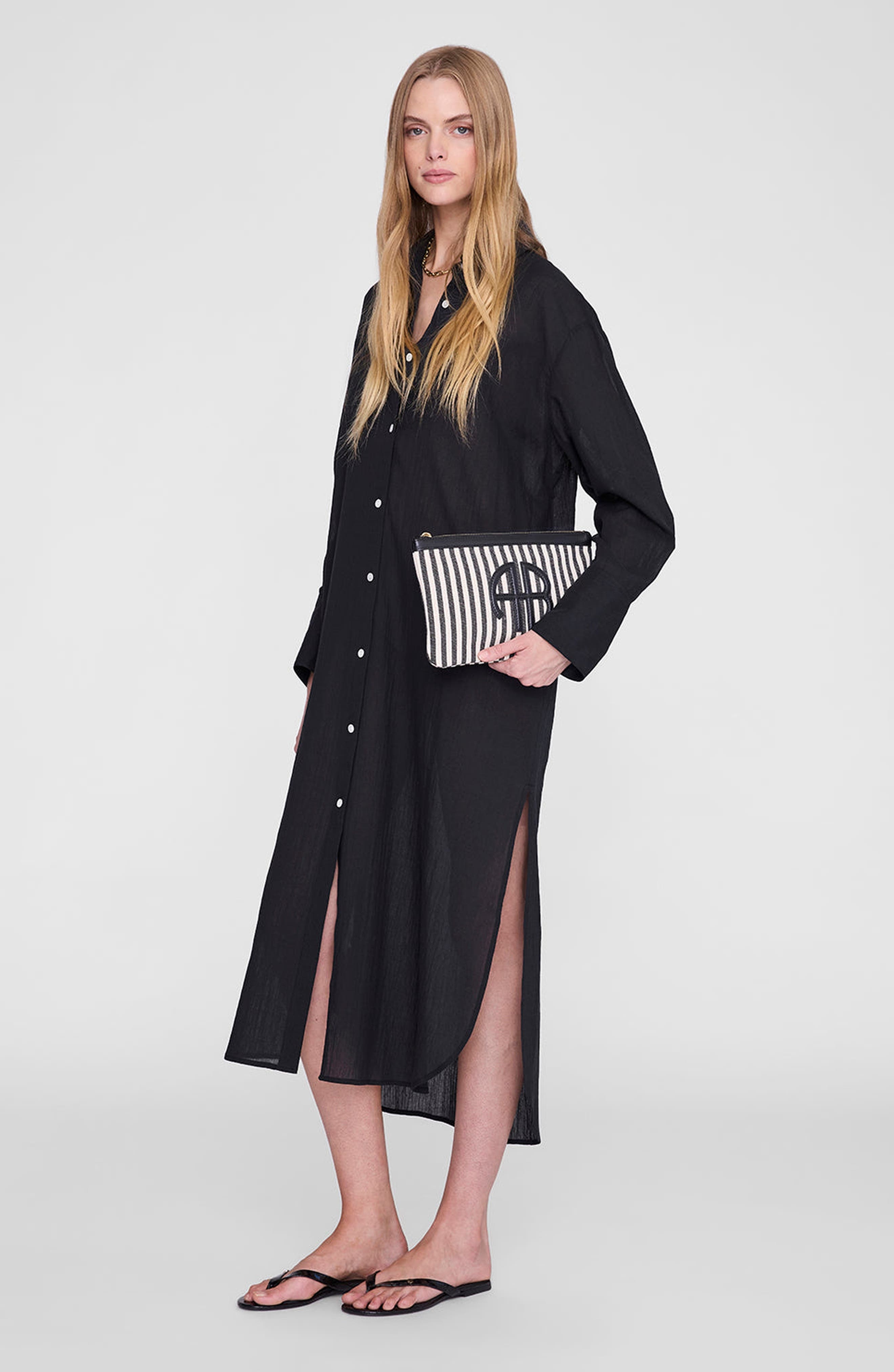 Lili Pouch, Alternate, color, White And Black Stripe