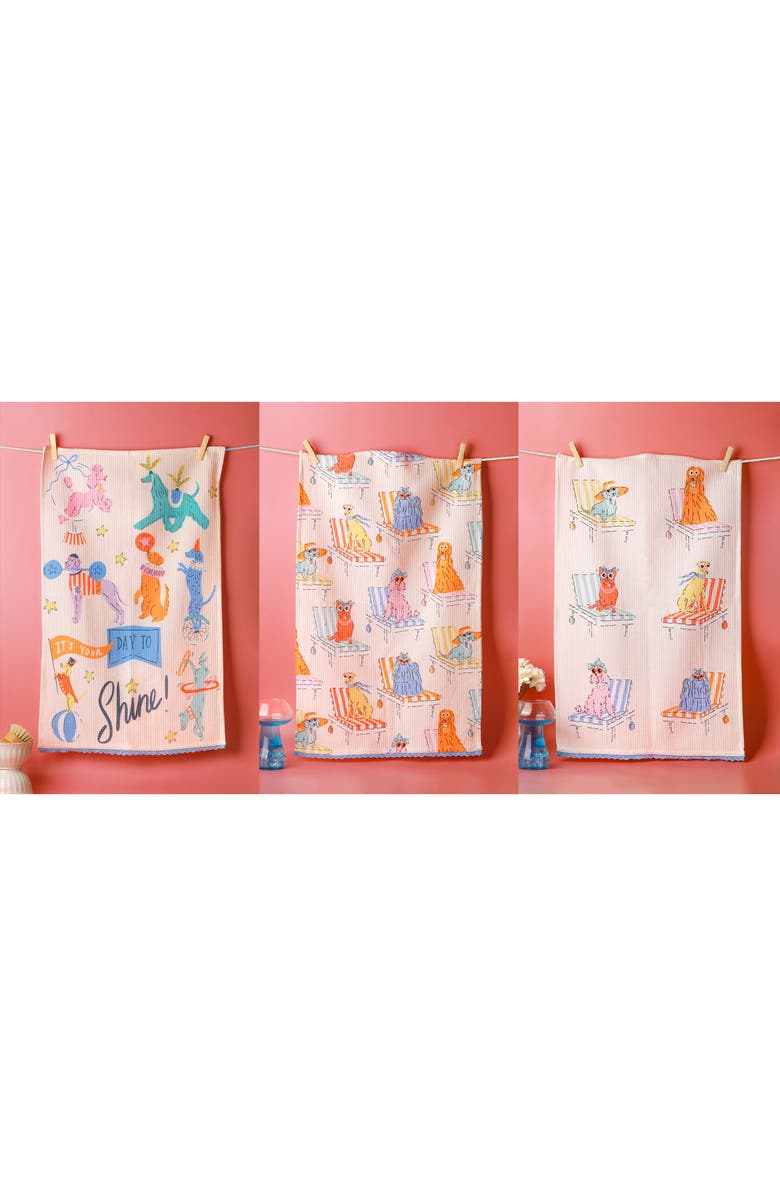 Tiramisu Day To Shine Set of 3 Kitchen Towels, Alternate, color, Light Pink/ Red/ Orange