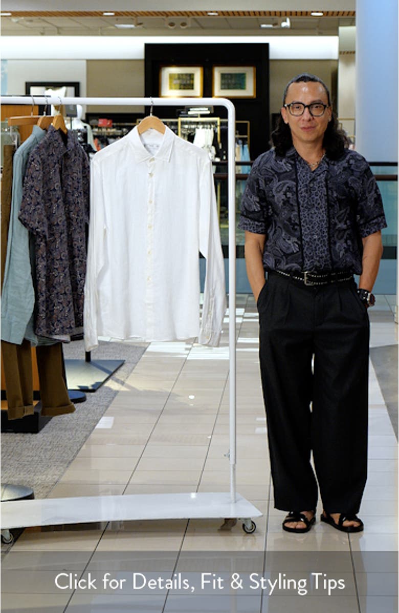 Regular Fit Linen Button-Up Shirt, sales video thumbnail