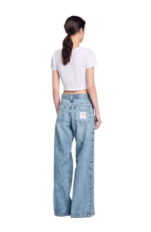 Sandro Faded Straight Jeans In Blue Jean In Blue Jean