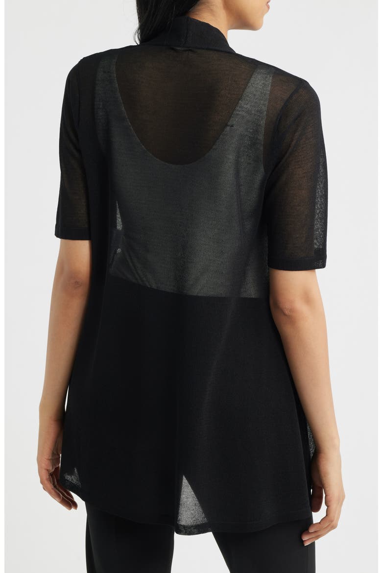 Semisheer Short Sleeve Cardigan, Alternate, color, ANNE BLACK