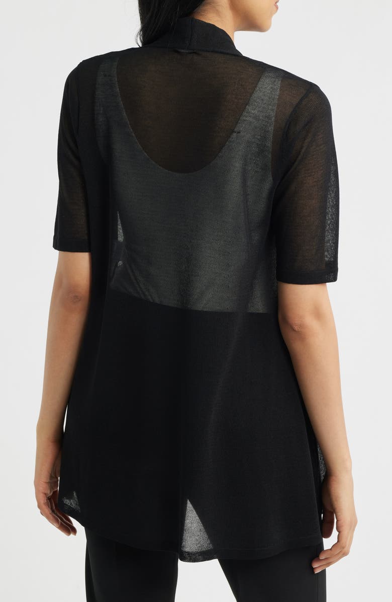 Anne Klein Semisheer Short Sleeve Cardigan, Alternate, color, Anne Black