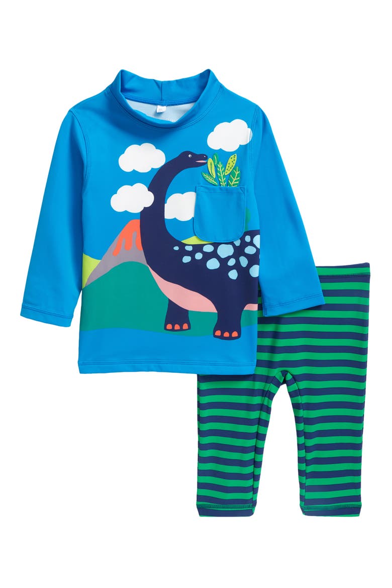 Kids' Surf Suit Two-Piece Rashguard Swimsuit, Main, color, BLUE BURST DINO