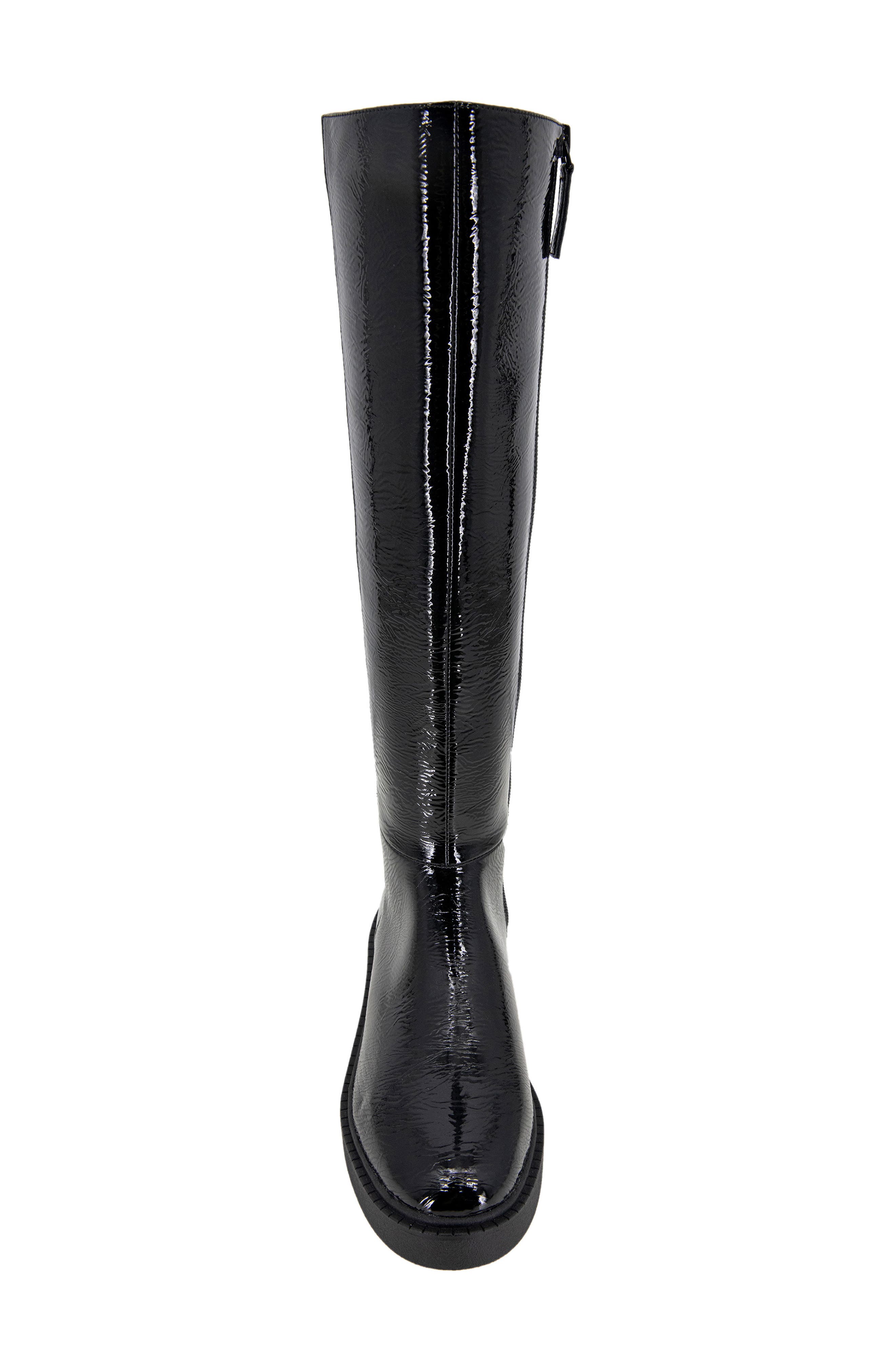 André Assous Viva Knee High Boot, Alternate, color, Black Crinkle Patent