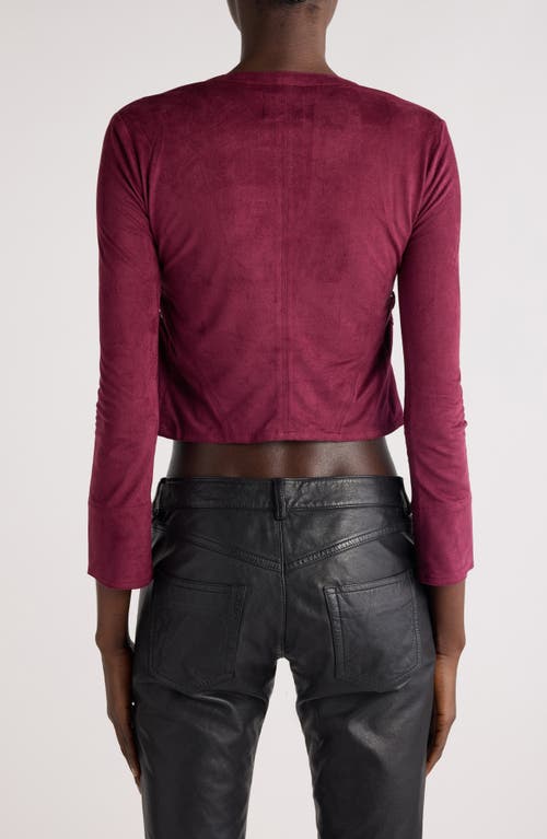 Isabel Marant Seatle Cropped Lace-up Brushed Stretch-jersey Top In Burgundy