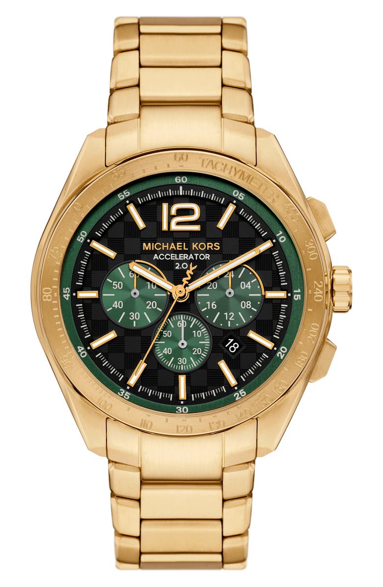 Michael Kors Accelerator 2.0 Chronograph Bracelet Watch, 44mm, Main, color, Gold