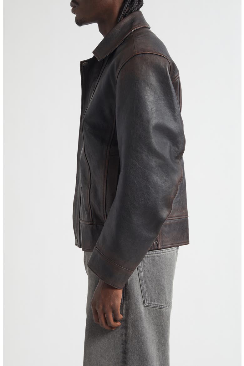 Journey Leather Bomber Jacket, Alternate, color, PORT ROYALE