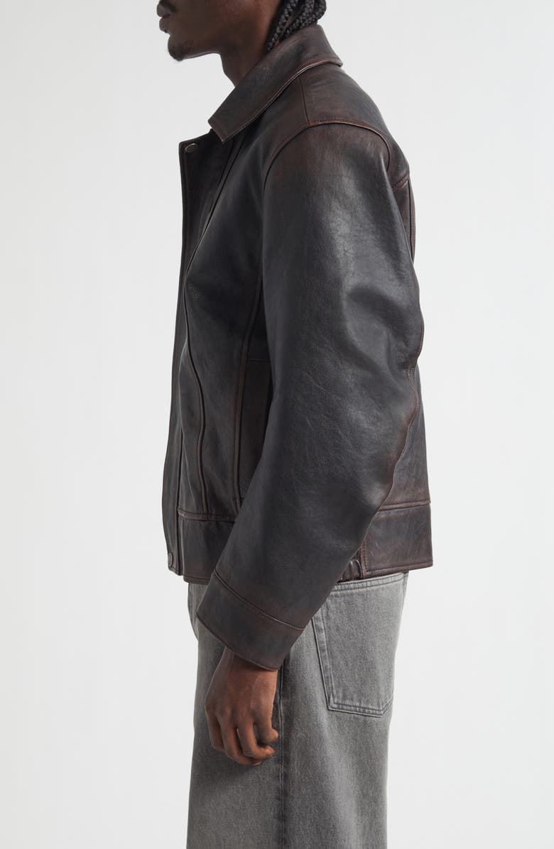 Golden Goose Journey Leather Bomber Jacket, Alternate, color, Port Royale