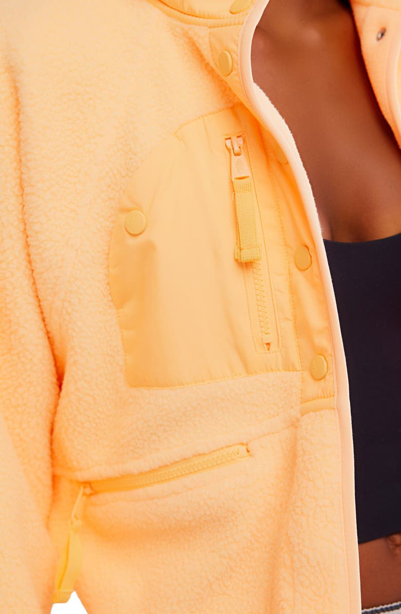 Free People FP Movement Hit the Slopes Fleece Jacket, Alternate, color, Neon Clementine