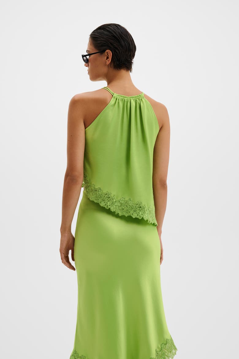 Madina Asymmetric Lace Hem Top, Alternate, color, Lime