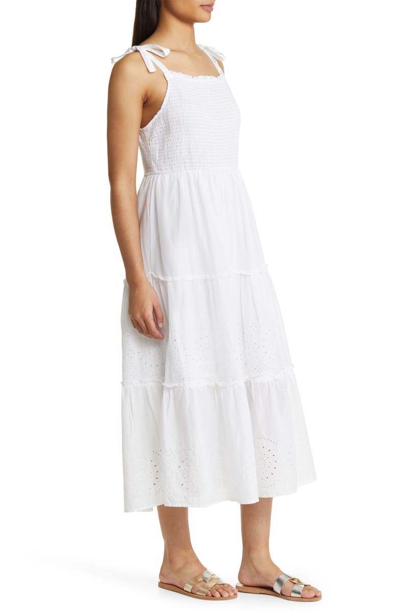 beachlunchlounge Tie Strap Cotton Eyelet Sundress, Alternate, color, 