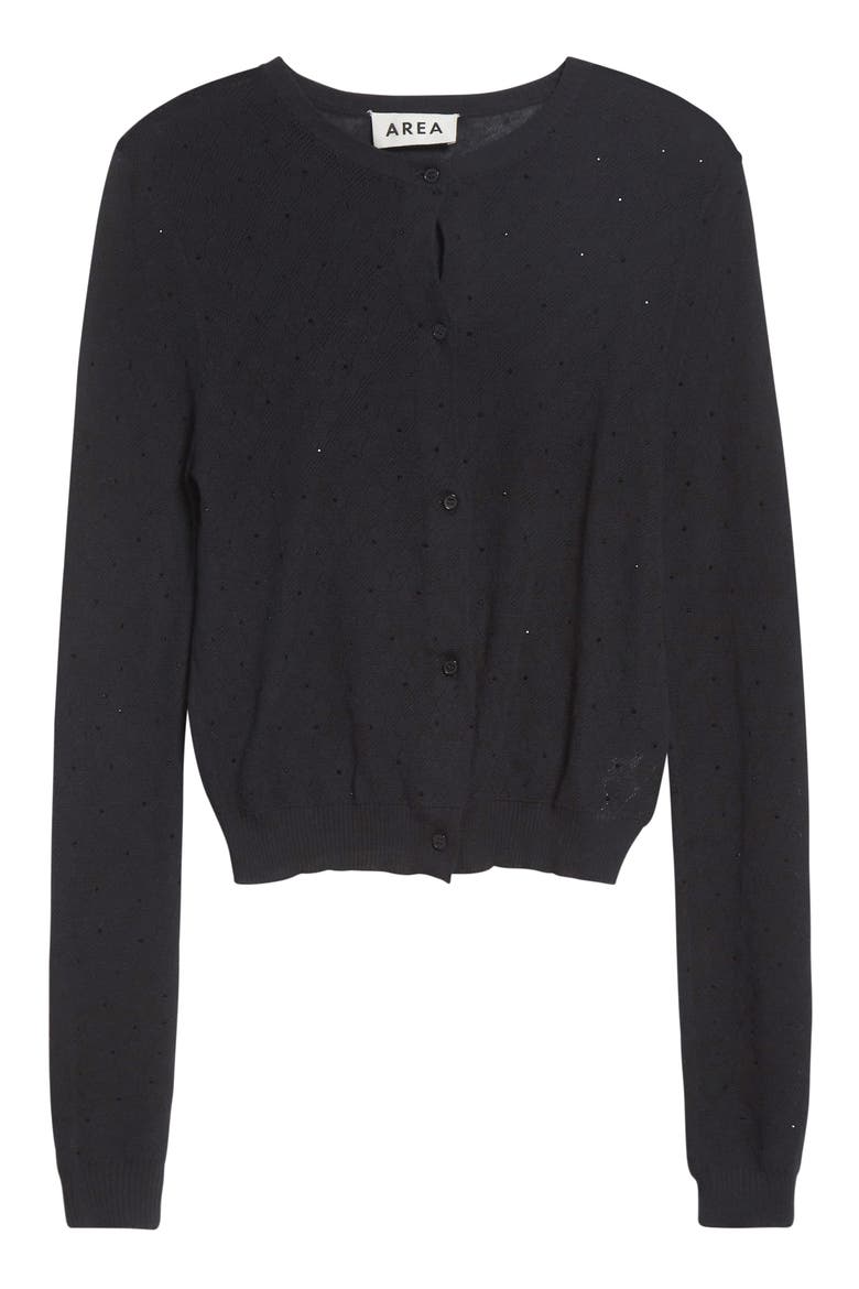 Girly Crystal Rib Cotton Cardigan, Alternate, color, BLACK