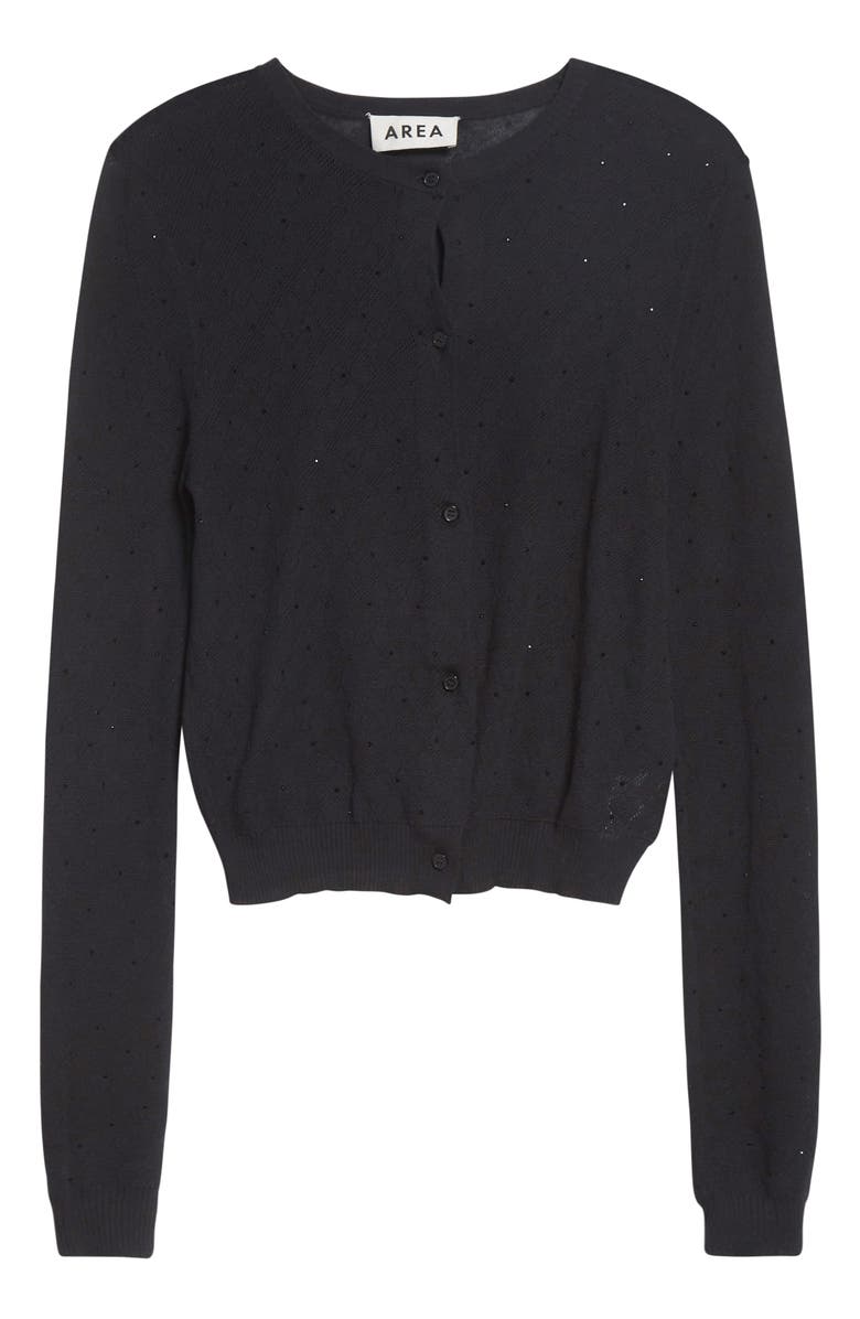 Area Girly Crystal Rib Cotton Cardigan, Alternate, color, Black