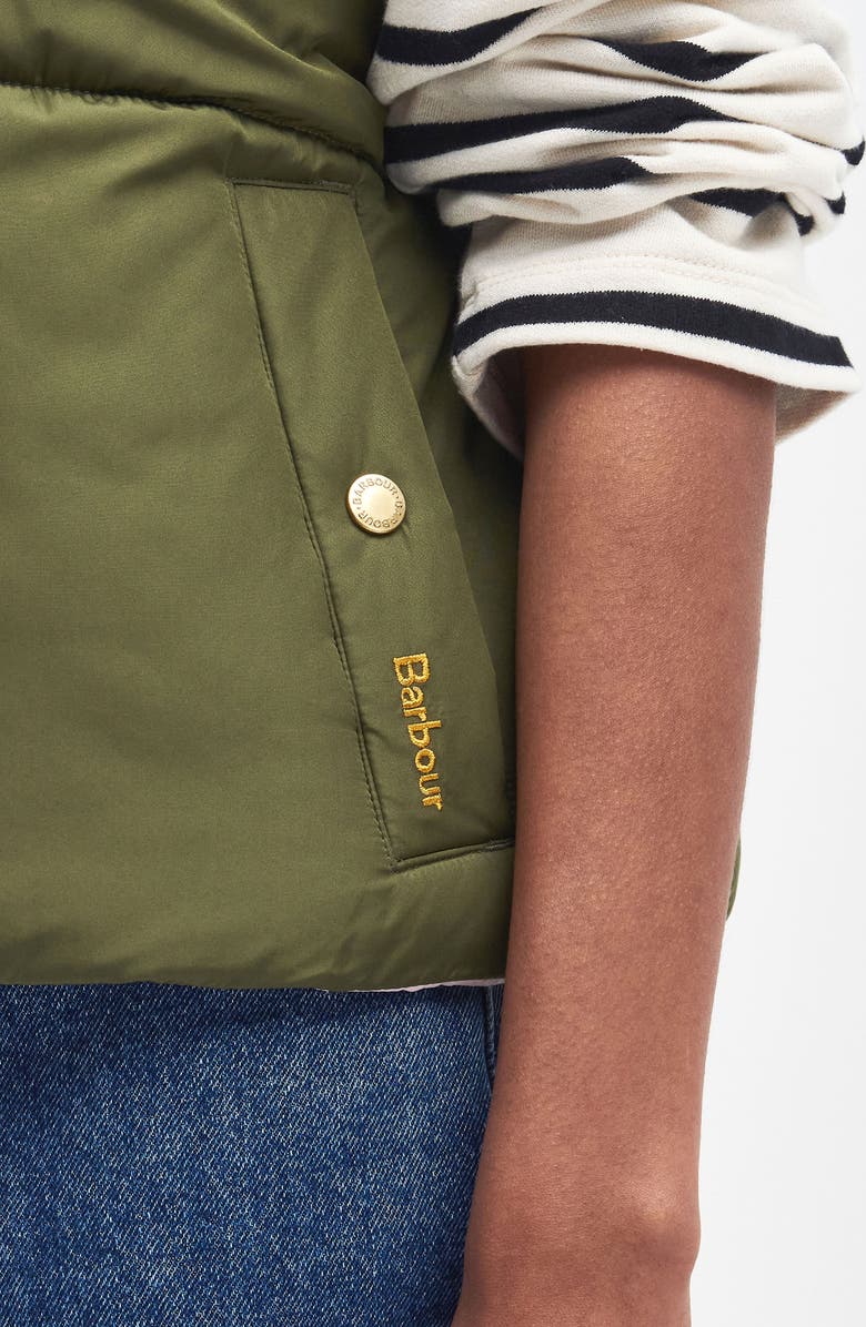 Barbour Fay Puffer Vest, Alternate, color, Dark Moss/ Sand/ Pink