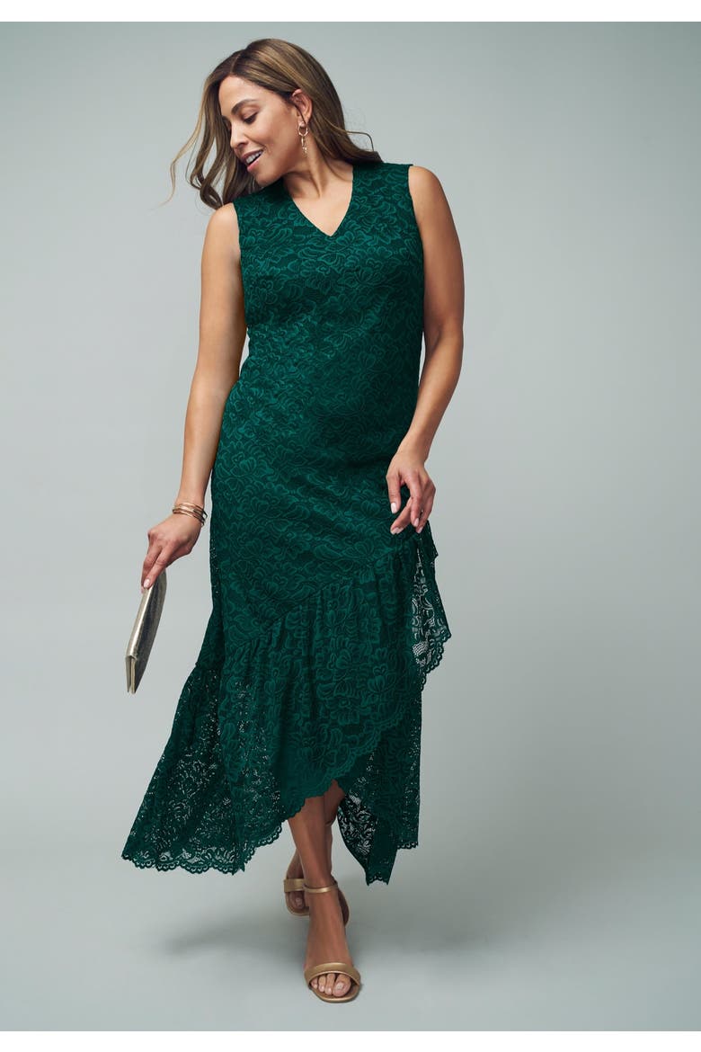 2 Piece Lace Tulip Jacket Dress, Alternate, color, EMERALD GREEN