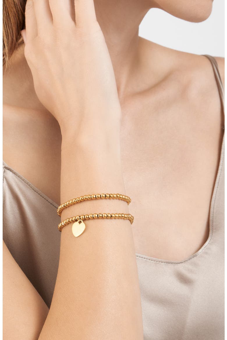 Set of 2 Beaded Heart Bracelets, Alternate, color, GOLD