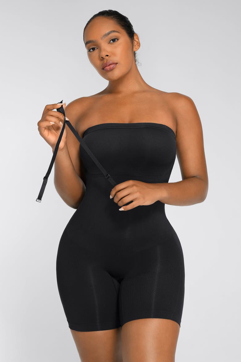 Seamless Strapless Bodysuit, Main, color, Standard black