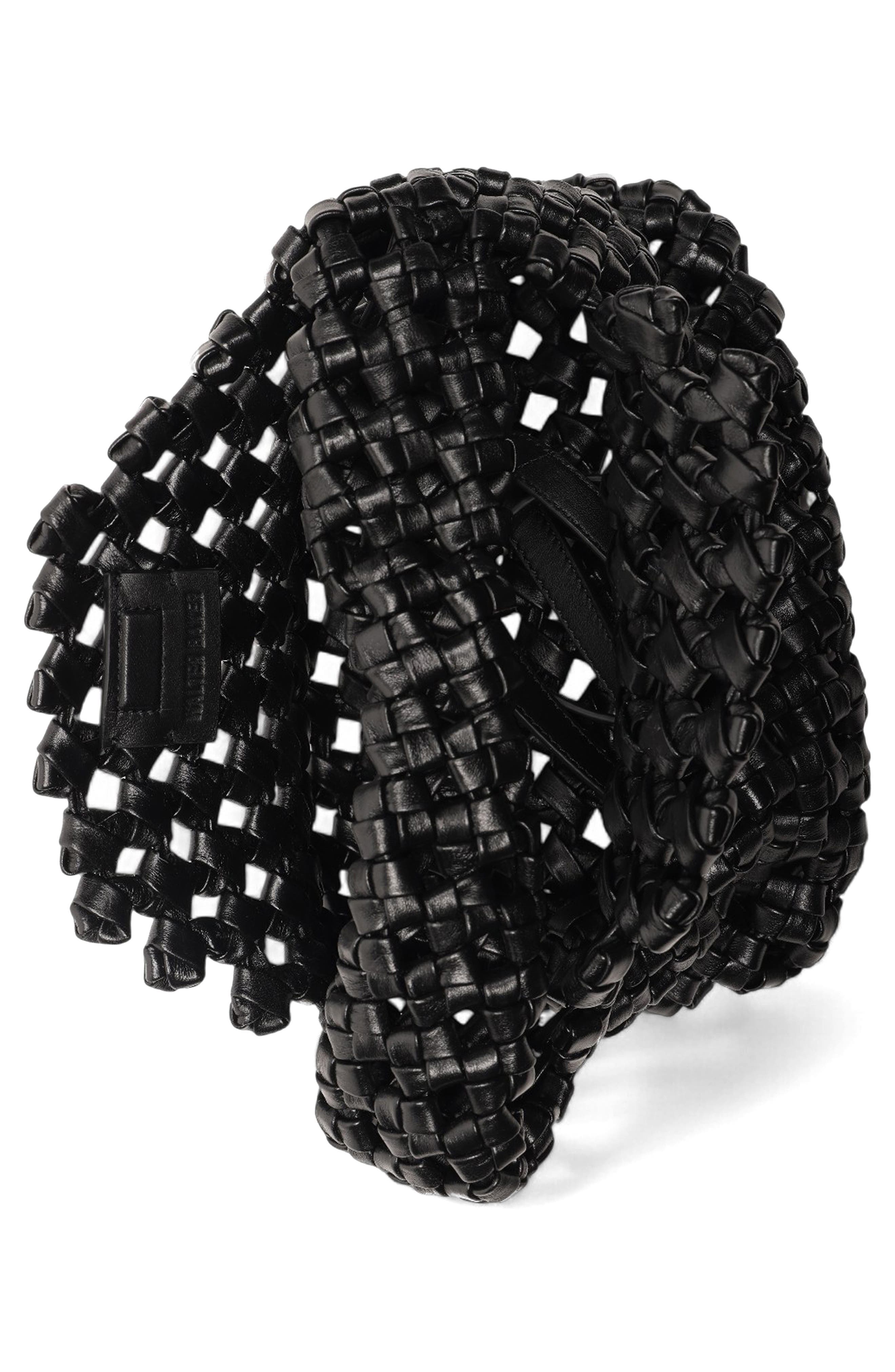 Walter Baker Mackenzie Woven Knot Shoulder Bag, Alternate, color, Black