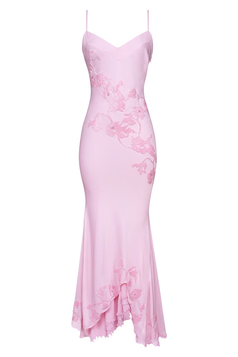 Anastelle Bead Embellished Satin Mermaid Gown, Alternate, color, PINK