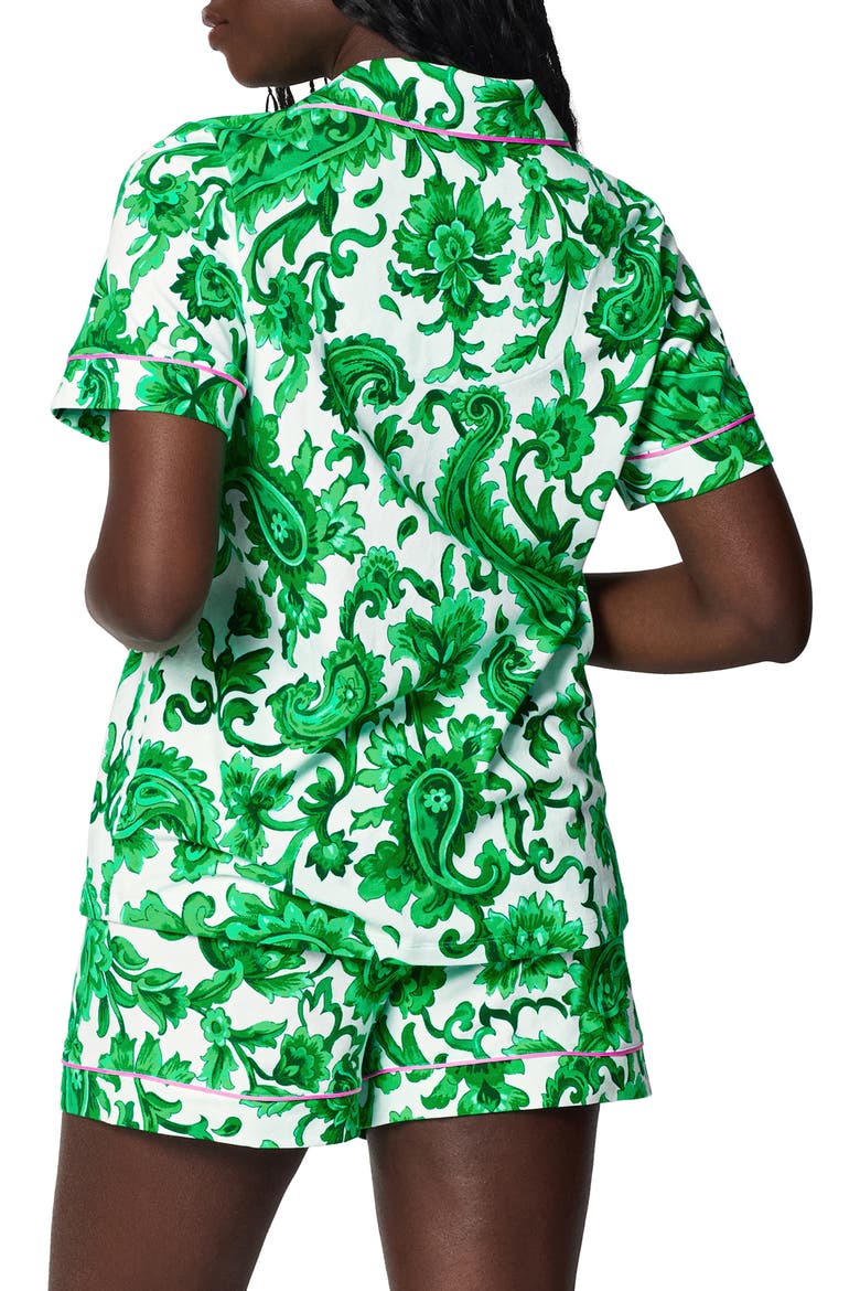 Print Stretch Organic Cotton Short Pajamas, Alternate, color, SORRENTO VERDE