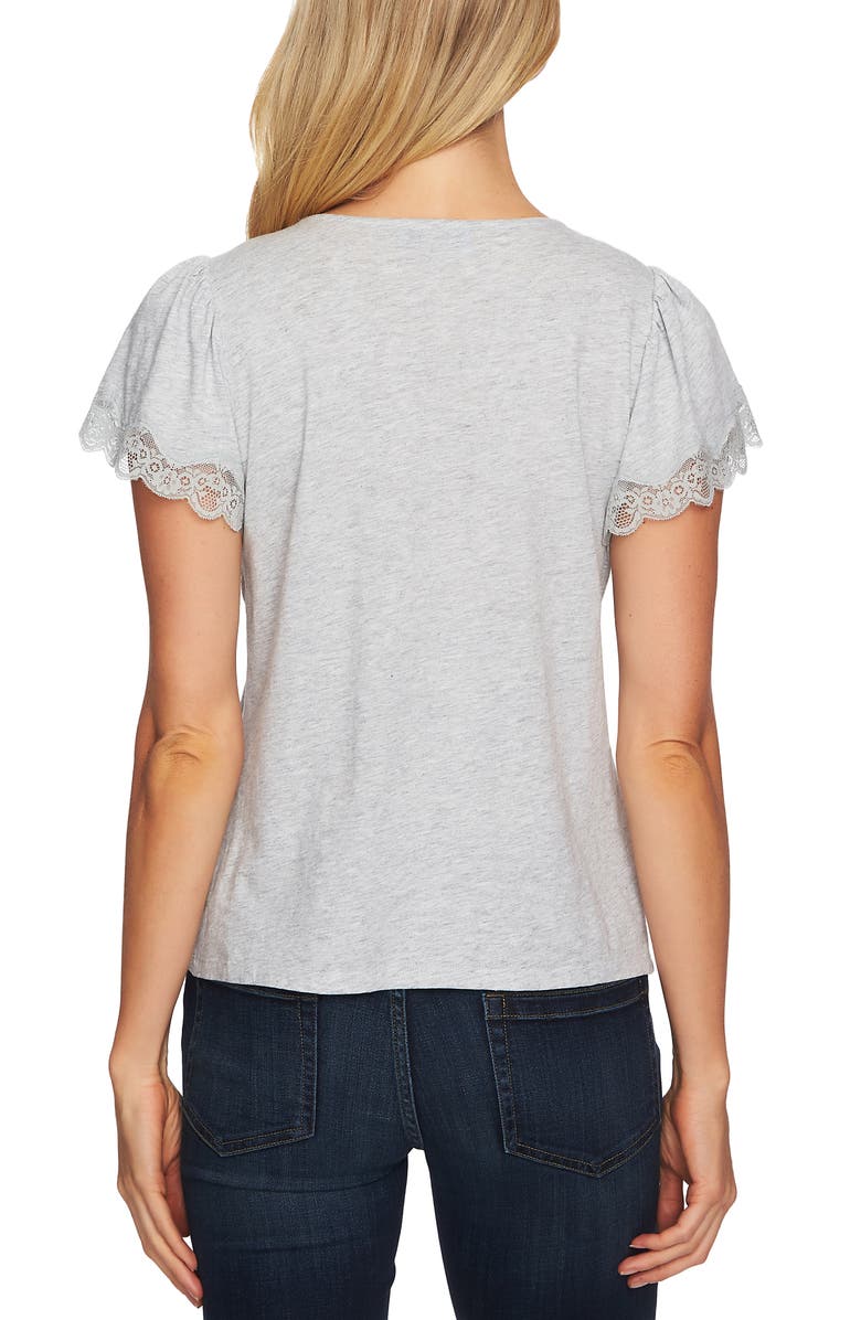 CeCe Lace Trim Flutter Sleeve Knit Top, Alternate, color, 