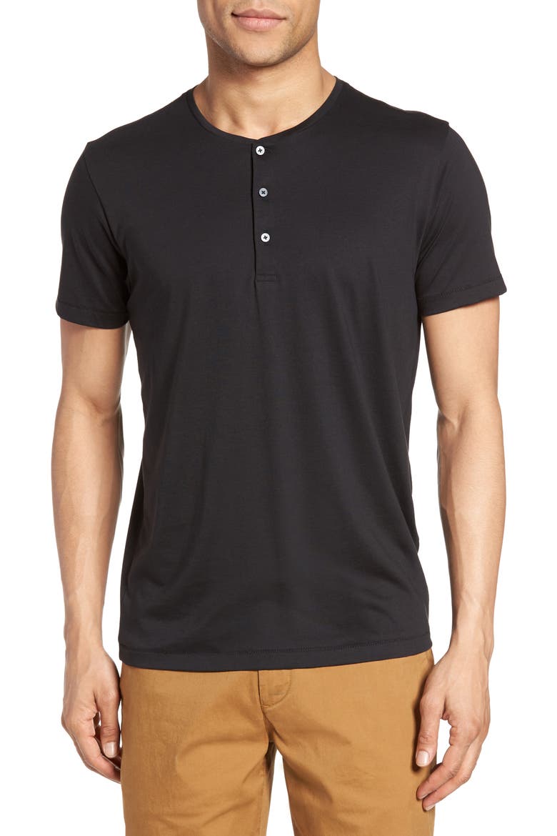 Superfine Henley T-Shirt, Main, color, CAVIAR BLACK