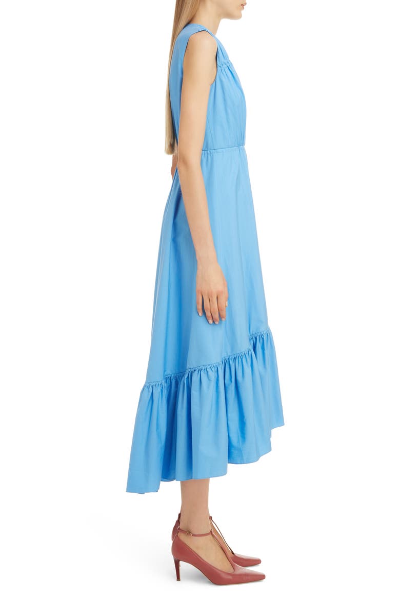 Flounce High/Low Hem Cotton Poplin Midi Dress, Alternate, color, CORNFLOWER