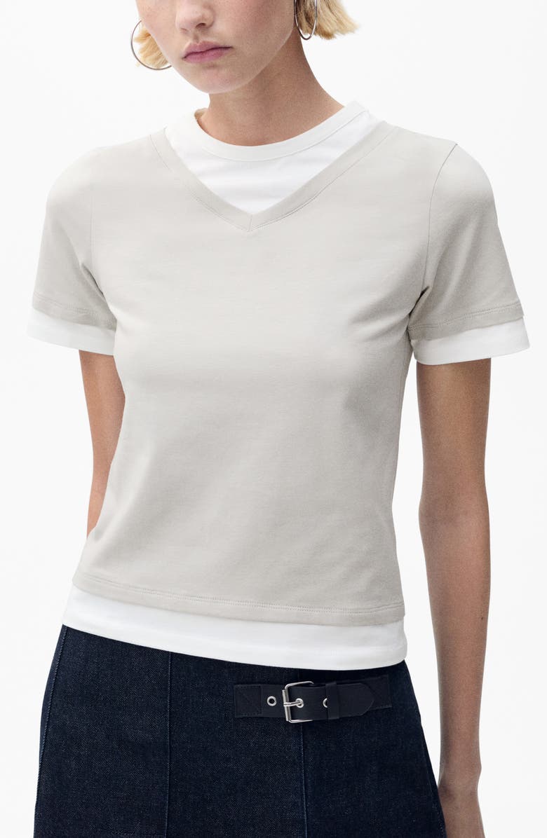 MANGO Contrasting Stretch Cotton T-Shirt, Main, color,