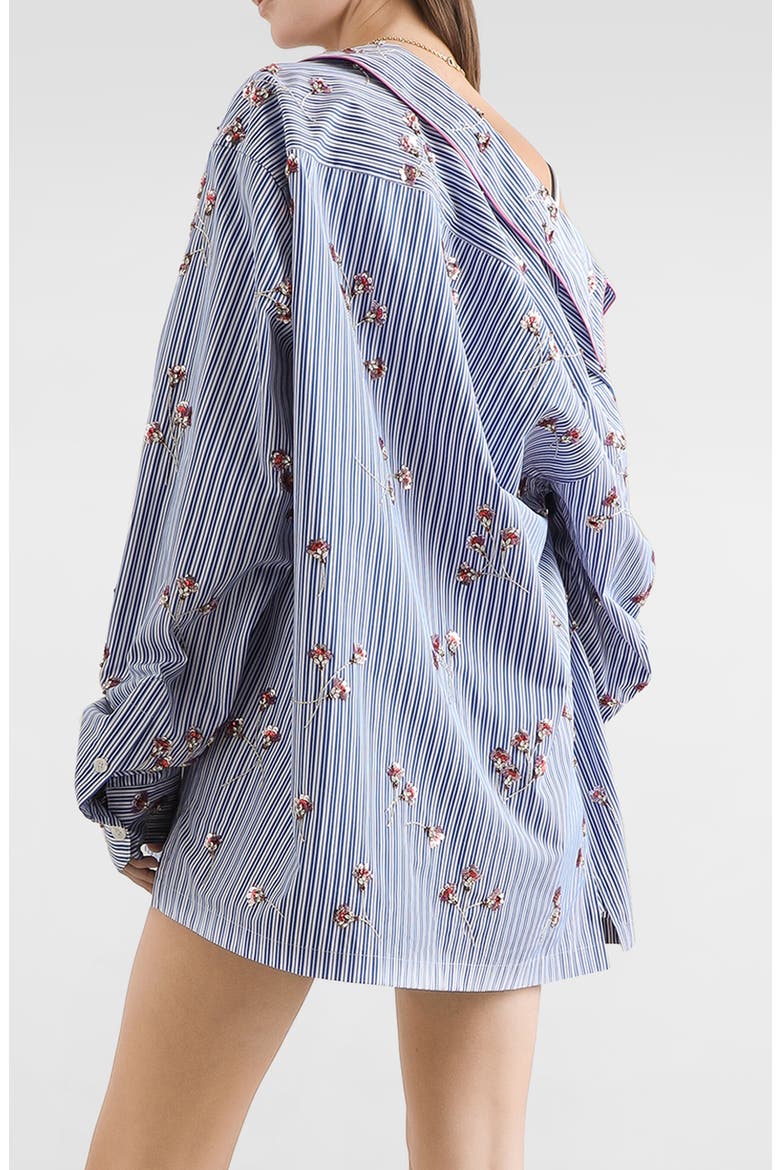 Sequin Embellished Stripe Cotton & Silk Poplin Shirt, Alternate, color, S8400 EMBROIDERED