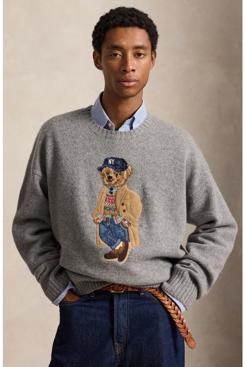 Polo Bear Wool & Cashmere Sweater, Alternate, color, GREY