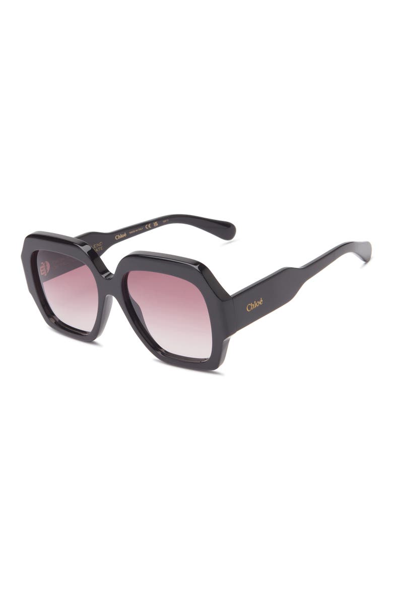 56mm Rectangular Sunglasses, Alternate, color, BLACK BLACK RED
