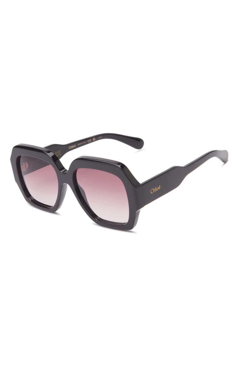 Chloé 56mm Rectangular Sunglasses, Alternate, color, Black Black Red