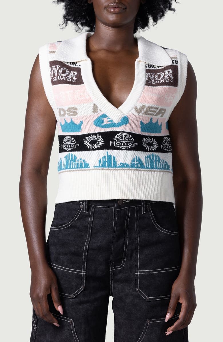 HONOR THE GIFT Collared Cotton Sweater Vest, Main, color, Pink