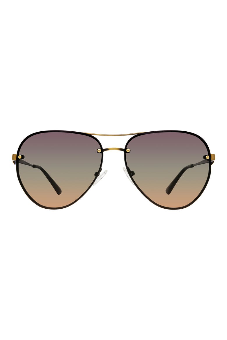 Shoreditch 60mm Rimless Aviator Sunglasses, Main, color, GOLD HAVANA/ VIOLET GREEN