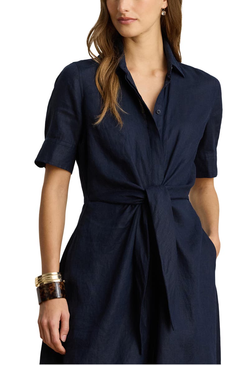 Wakana Linen Shirtdress, Alternate, color, LAUREN NAV