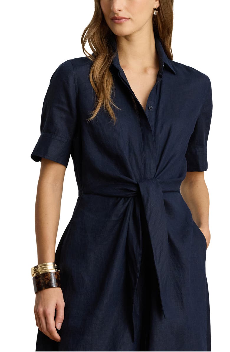 Lauren Ralph Lauren Wakana Linen Shirtdress, Alternate, color, Lauren Navy