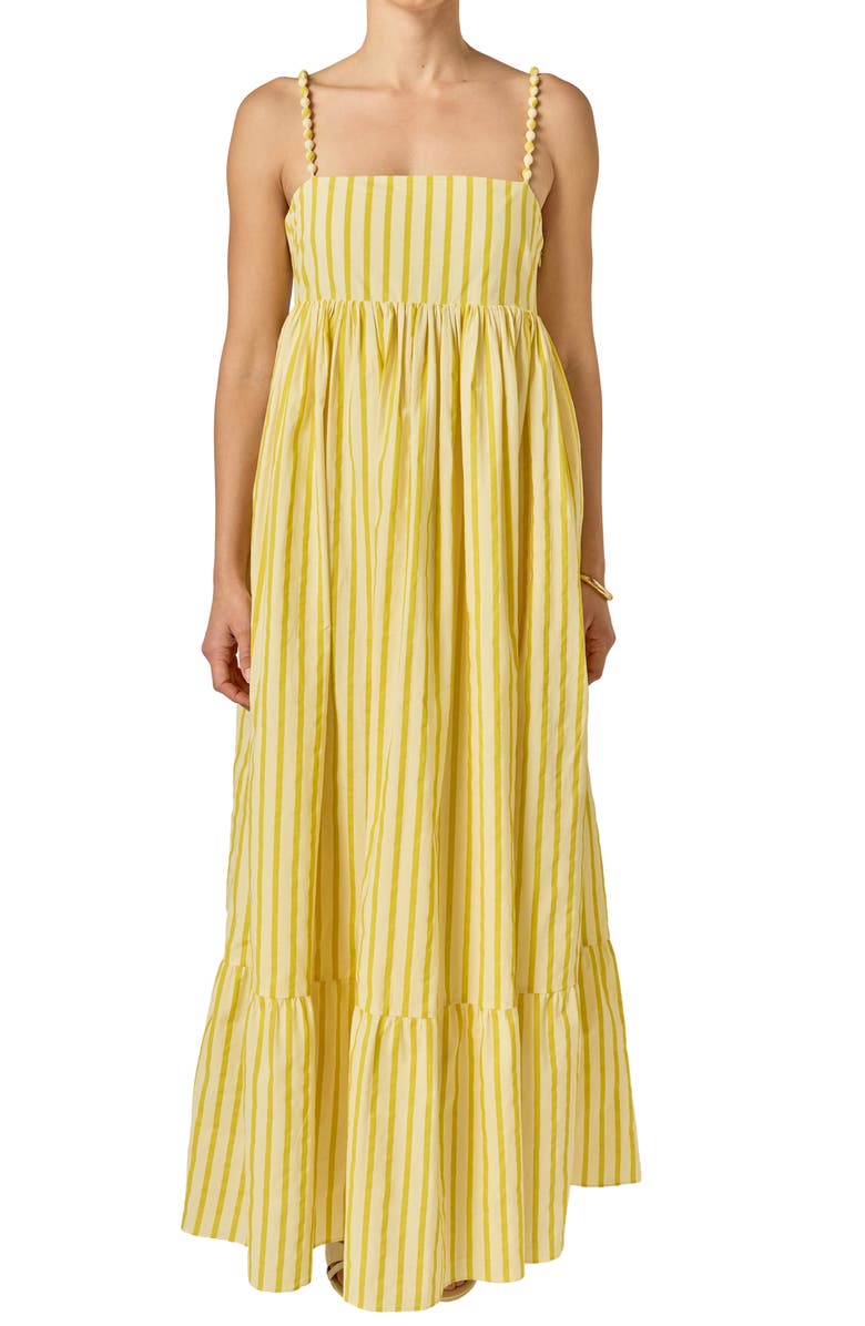 English Factory Stripe Sleeveless Maxi Dress, Alternate, color, Yellow Stripe