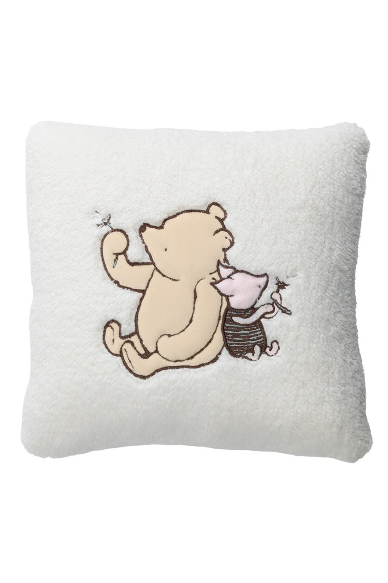 Storytime Pooh Soft Faux Shearling Nursery Throw Pillow, Main, color, Cream