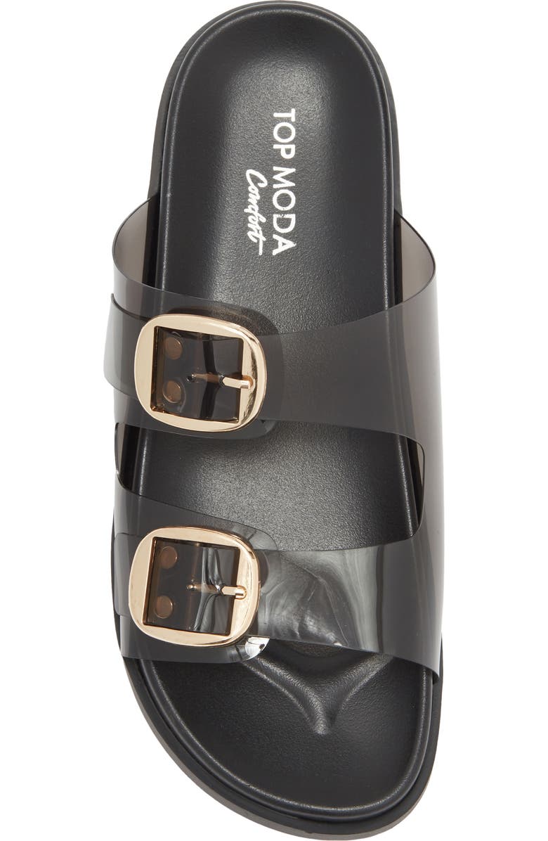 TOP MODA Daniela Clear Double Strap Slide Sandal, Alternate, color, Black Tpu