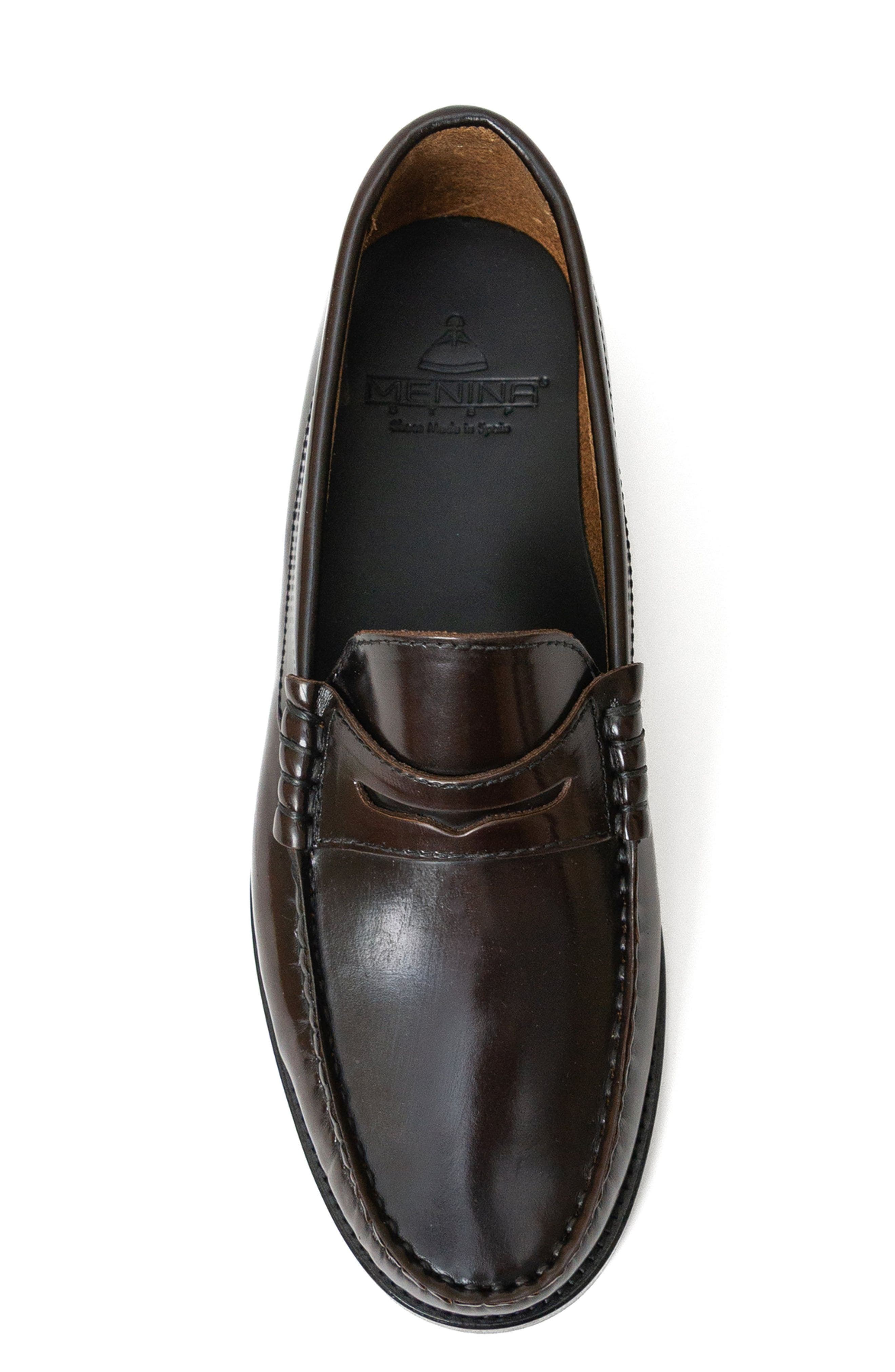 Menina Step Mila Leather Penny Loafer, Alternate, color, Dark Brown