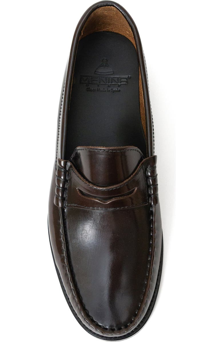 Menina Step Mila Leather Penny Loafer, Alternate, color, Dark Brown