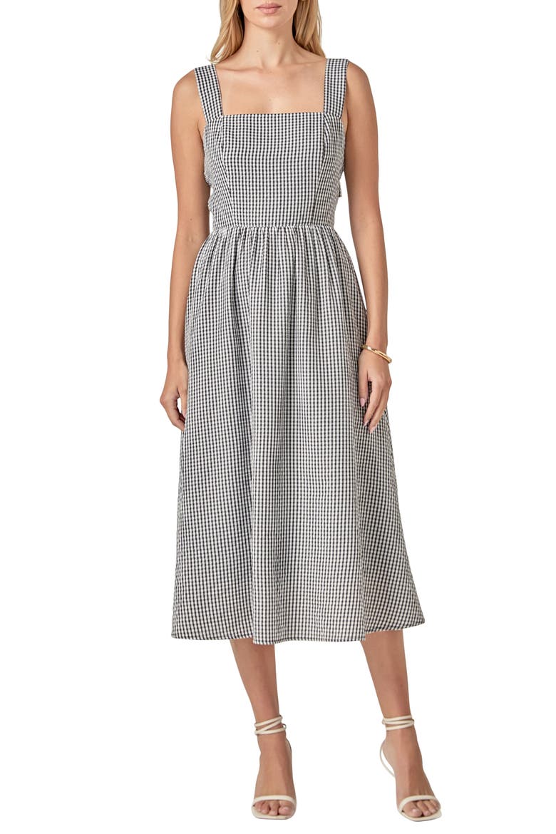 sleeveless tie back midi dress Navy Warehouse Premium Linen Blend Racer Tie Back Midi Dress