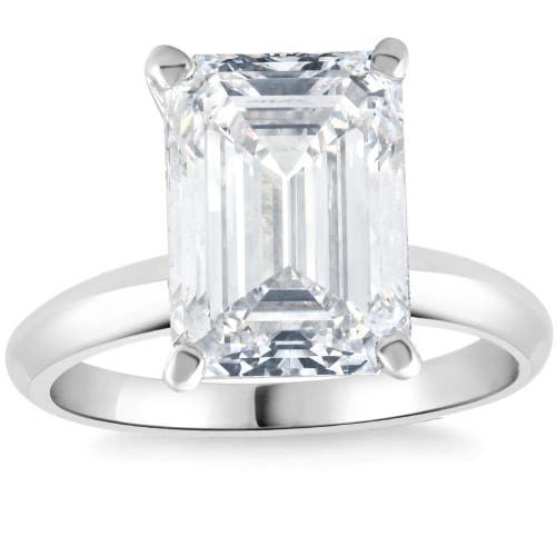 Bliss Diamond Certified 6.07ct Emerald Cut Diamond Engagement Ring 14k Gold Lab Grown In 14k White Gold