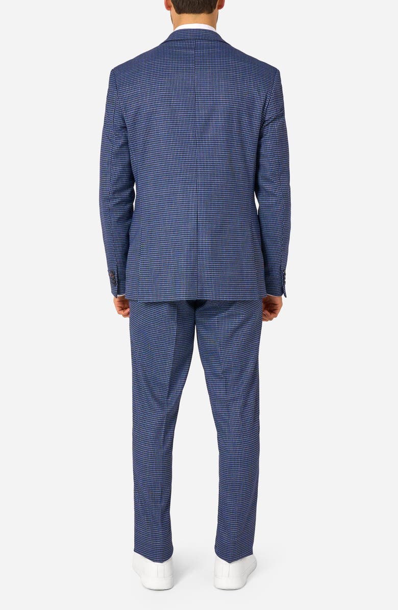 OppoSuits Daily Slim Fit Navy Herringbone Check Stretch Suit, Alternate, color, Blue