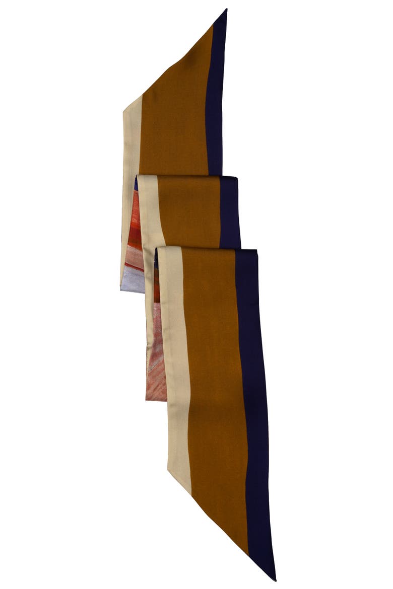 Lia - Skinny Silk Scarf, Alternate, color, Bronze & Indigo